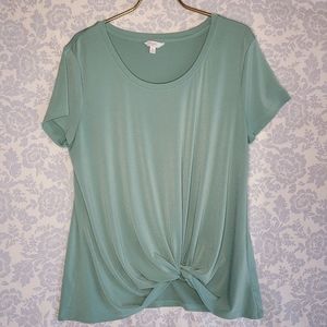 Candie's Seafoam XL Knotted Polyester Blouse NWOT